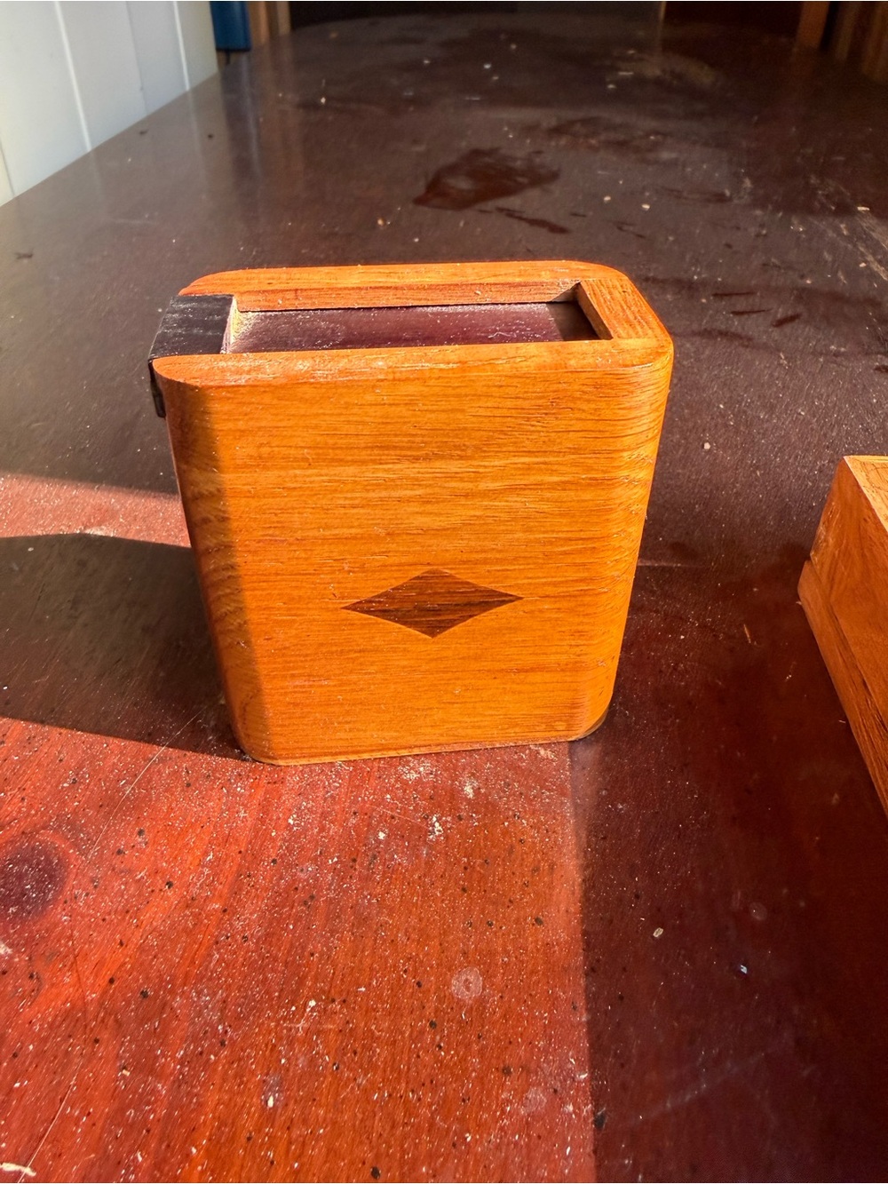 Mid-Century Wooden Box with dice
